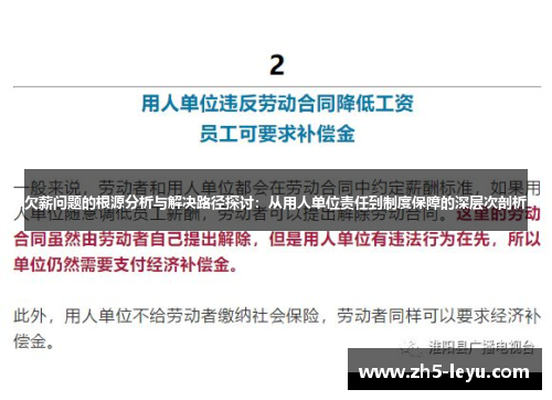 欠薪问题的根源分析与解决路径探讨：从用人单位责任到制度保障的深层次剖析