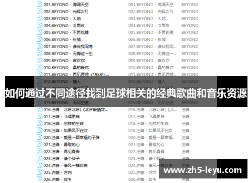 如何通过不同途径找到足球相关的经典歌曲和音乐资源